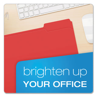 Pendaflex® Double-Ply Reinforced Top Tab Colored File Folders, 1/3-Cut Tabs, Letter Size, Red, 100/Box (ESSR15213RED)