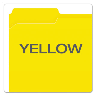 Pendaflex® Double-Ply Reinforced Top Tab Colored File Folders, 1/3-Cut Tabs, Letter Size, Yellow, 100/Box (ESSR15213YEL)