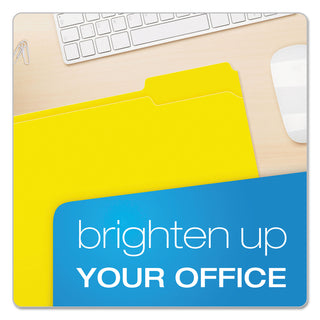 Pendaflex® Double-Ply Reinforced Top Tab Colored File Folders, 1/3-Cut Tabs, Letter Size, Yellow, 100/Box (ESSR15213YEL)