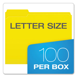 Pendaflex® Double-Ply Reinforced Top Tab Colored File Folders, 1/3-Cut Tabs, Letter Size, Yellow, 100/Box (ESSR15213YEL)