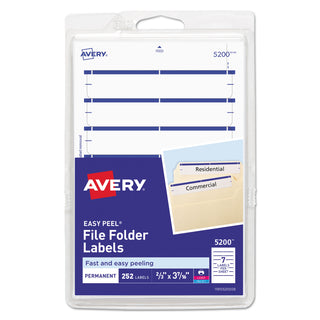 Avery® Printable 4" x 6" - Permanent File Folder Labels, 0.69 x 3.44, White, 7/Sheet, 36 Sheets/Pack (AVE05200)
