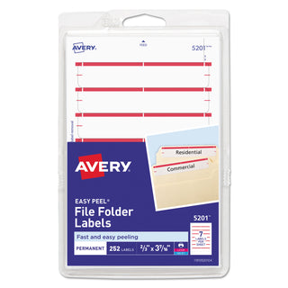 Avery® Printable 4" x 6" - Permanent File Folder Labels, 0.69 x 3.44, White, 7/Sheet, 36 Sheets/Pack (AVE05201)