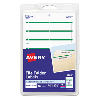Avery® Printable 4" x 6" - Permanent File Folder Labels, 0.69 x 3.44, White, 7/Sheet, 36 Sheets/Pack (AVE05203)