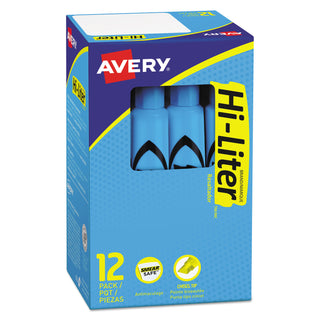 Avery® HI-LITER Desk-Style Highlighters, Chisel Tip, Light Blue, Dozen (AVE07746)