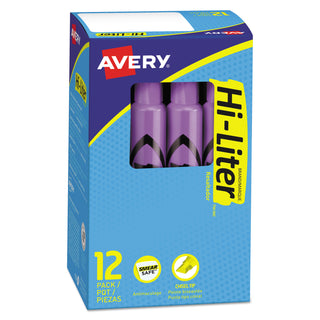 Avery® HI-LITER Desk-Style Highlighters, Chisel Tip, Fluorescent Purple, Dozen (AVE24060)