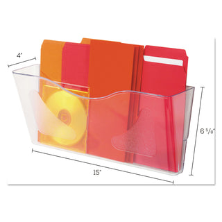 deflecto® Euro-Style DocuPocket Landscape Wall File, Large/Tabloid, 15 x 6 5/8 x 4, Clear (DEF63101)