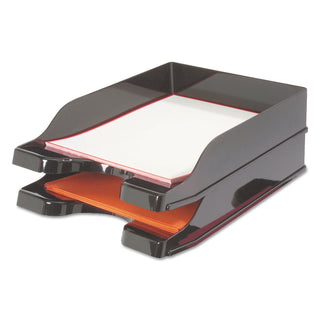 deflecto® Docutray Multi-Directional Stacking Tray Set, 2 Sections, Letter to Legal Size Files, 10.13" x 13.63" x 2.5", Black, 2/Pack (DEF63904)