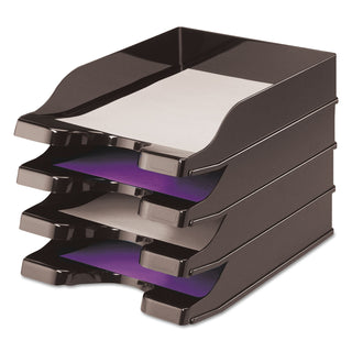 deflecto® Docutray Multi-Directional Stacking Tray Set, 2 Sections, Letter to Legal Size Files, 10.13" x 13.63" x 2.5", Black, 2/Pack (DEF63904)