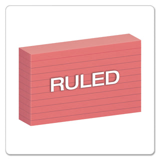 Oxford™ Ruled Index Cards, 3 x 5, Cherry, 100/Pack (ESS7321CHE)