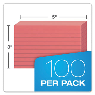 Oxford™ Ruled Index Cards, 3 x 5, Cherry, 100/Pack (ESS7321CHE)