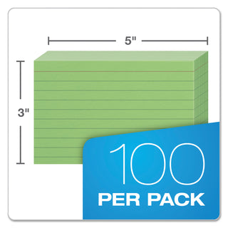 Oxford™ Ruled Index Cards, 3 x 5, Green, 100/Pack (ESS7321GRE)