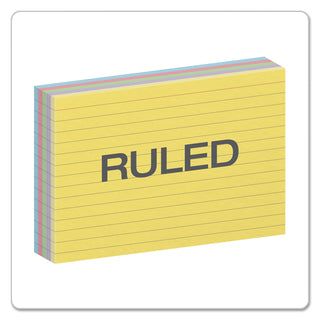 Oxford™ Ruled Index Cards, 4 x 6, Blue/Violet/Canary/Green/Cherry, 100/Pack (ESS34610)