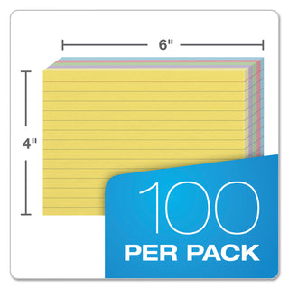 Oxford™ Ruled Index Cards, 4 x 6, Blue/Violet/Canary/Green/Cherry, 100/Pack (ESS34610)