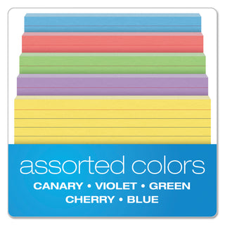 Oxford™ Ruled Index Cards, 4 x 6, Blue/Violet/Canary/Green/Cherry, 100/Pack (ESS34610)
