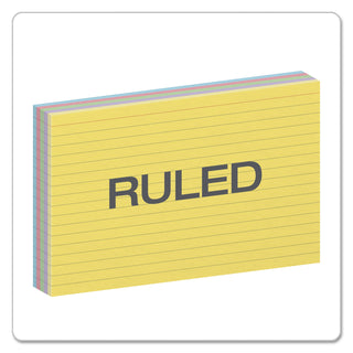 Oxford™ Ruled Index Cards, 5 x 8, Blue/Violet/Canary/Green/Cherry, 100/Pack (ESS35810)