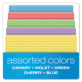 Oxford™ Ruled Index Cards, 5 x 8, Blue/Violet/Canary/Green/Cherry, 100/Pack (ESS35810)