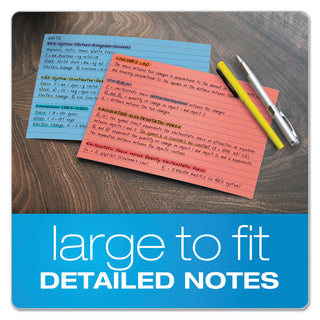 Oxford™ Ruled Index Cards, 5 x 8, Blue/Violet/Canary/Green/Cherry, 100/Pack (ESS35810)
