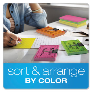 Oxford™ Ruled Index Cards, 3 x 5, Glow Green/Yellow, Orange/Pink, 100/Pack (ESS40279)