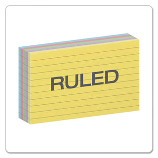 Oxford™ Ruled Index Cards, 3 x 5, Blue/Violet/Canary/Green/Cherry, 100/Pack (ESS40280)