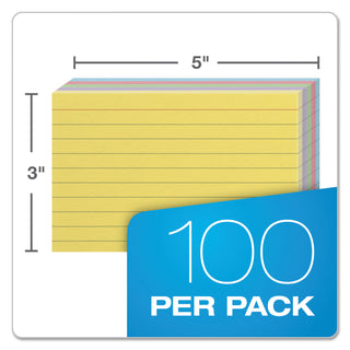 Oxford™ Ruled Index Cards, 3 x 5, Blue/Violet/Canary/Green/Cherry, 100/Pack (ESS40280)