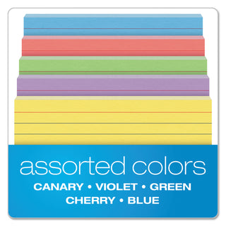 Oxford™ Ruled Index Cards, 3 x 5, Blue/Violet/Canary/Green/Cherry, 100/Pack (ESS40280)