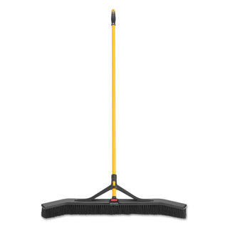Rubbermaid® Commercial Maximizer Push-to-Center Broom, Poly Bristles, 36 x 58.13, Steel Handle, Yellow/Black (RCP2018728)