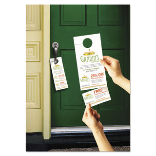 Avery® Door Hanger with Tear-Away Cards, 97 Bright, 65lb, 4.25 x 11, White, 2 Hangers/Sheet, 40 Sheets/Pack (AVE16150)