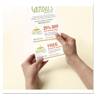 Avery® Door Hanger with Tear-Away Cards, 97 Bright, 65lb, 4.25 x 11, White, 2 Hangers/Sheet, 40 Sheets/Pack (AVE16150)