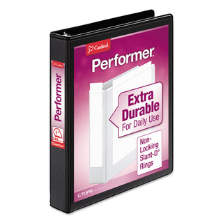 Cardinal® Performer ClearVue Slant-D Ring Binder, 3 Rings, 1" Capacity, 11 x 8.5, Black (CRD17201)