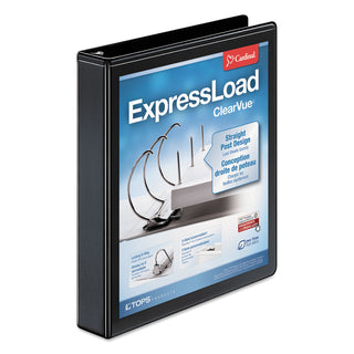 Cardinal® ExpressLoad ClearVue Locking D-Ring Binder, 1 1/2" Cap, 11 x 8 1/2, Black (CRD49111)