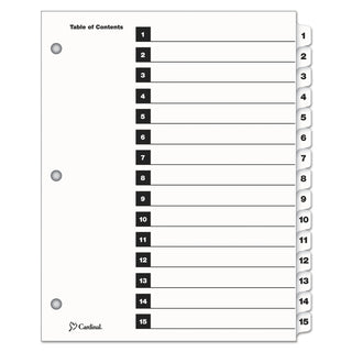 Cardinal® OneStep Printable Table of Contents and Dividers, 15-Tab, 1 to 15, 11 x 8.5, White, 1 Set (CRD61513) (CRD61513)