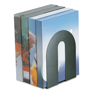 Officemate Heavy Duty Bookends, Nonskid, 8" x 8" x 10", Steel, Black (OIC93142)