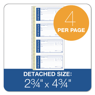 Adams® Write 'n Stick Phone Message Pad, 2 3/4 x 4 3/4, Two-Part Carbonless, 200 Forms (ABFSC1153WS)