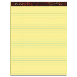 Ampad® Gold Fibre Quality Writing Pads, Wide/Legal Rule, 50 Canary-Yellow 8.5 x 11.75 Sheets, Dozen (AMP20020)