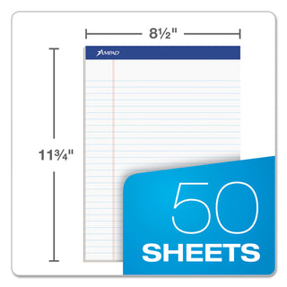 Ampad® Recycled Writing Pads, Wide/Legal Rule, Politex Green Kelsu Headband, 50 White 8.5 x 11.75 Sheets, Dozen (AMP20170)