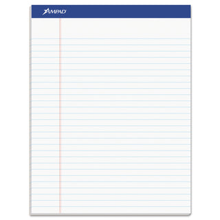 Ampad® Recycled Writing Pads, Wide/Legal Rule, Politex Green Kelsu Headband, 50 White 8.5 x 11.75 Sheets, Dozen (AMP20170)