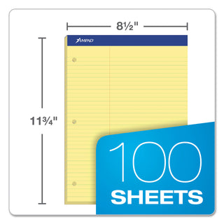 Ampad® Double Sheet Pads, Pitman Rule Variation (Offset Dividing Line - 3" Left), 100 Canary-Yellow 8.5 x 11.75 Sheets (AMP20245)