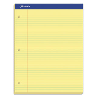 Ampad® Recycled Writing Pads, Wide/Legal Rule, Politex Green Kelsu Headband, 50 Canary-Yellow 8.5 x 11.75 Sheets, Dozen (AMP20270)