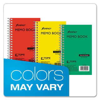 Ampad® Memo Books, Narrow Rule, Randomly Assorted Covers, 5 x 3, 50 Sheets (AMP25095)