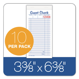 Adams® Guest Check Unit Set, Carbonless Duplicate, 6 7/8 x 3 3/8, 50 Forms, 10/Pack (ABF10450SW)