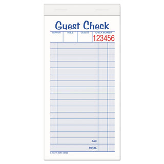 Adams® Guest Check Unit Set, Carbonless Duplicate, 6 7/8 x 3 3/8, 50 Forms, 10/Pack (ABF10450SW)