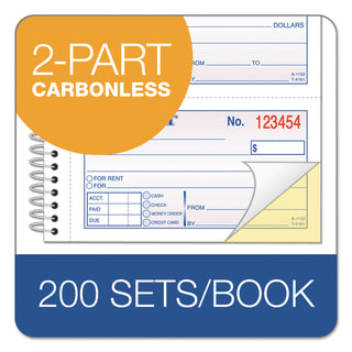Adams® Two-Part Rent Receipt Book, 2 3/4 x 4 3/4, Carbonless, 200 Forms (ABFSC1152)