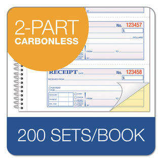 Adams® TOPS Money/Rent Receipt Book, 7 1/8 x 2 3/4, 2-Part Carbonless, 200 Sets/Book (ABFSC1182)