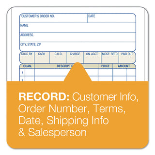 Adams® Carbonless Sales Order Book, Three-Part Carbonless, 4-3/16 x 7 3/16, 50 Sheets (ABFTC4705)