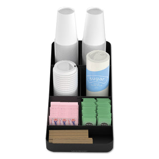 Mind Reader Trove Seven-Compartment Coffee Condiment Organizer, Black, 7 3/4 x 16 x 5 1/4 (EMSCOMP7BLK)