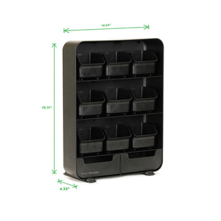 Mind Reader Baggy Nine-Drawer Tea Bag and Accessory Holder, Black, 10.24 x 4.33 x 13.11 (EMSTBORGBLK)