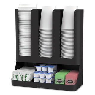 Mind Reader Flume Six-Section Upright Coffee Condiment/Cup Organizer, Black, 11.5 x 6.5 x 15 (EMSUPRIGHT6BLK)