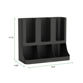 Mind Reader Flume Six-Section Upright Coffee Condiment/Cup Organizer, Black, 11.5 x 6.5 x 15 (EMSUPRIGHT6BLK)