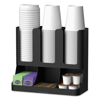 Mind Reader Flume Six-Section Upright Coffee Condiment/Cup Organizer, Black, 11.5 x 6.5 x 15 (EMSUPRIGHT6BLK)