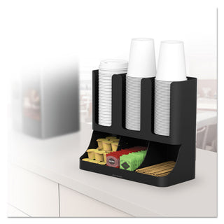 Mind Reader Flume Six-Section Upright Coffee Condiment/Cup Organizer, Black, 11.5 x 6.5 x 15 (EMSUPRIGHT6BLK)